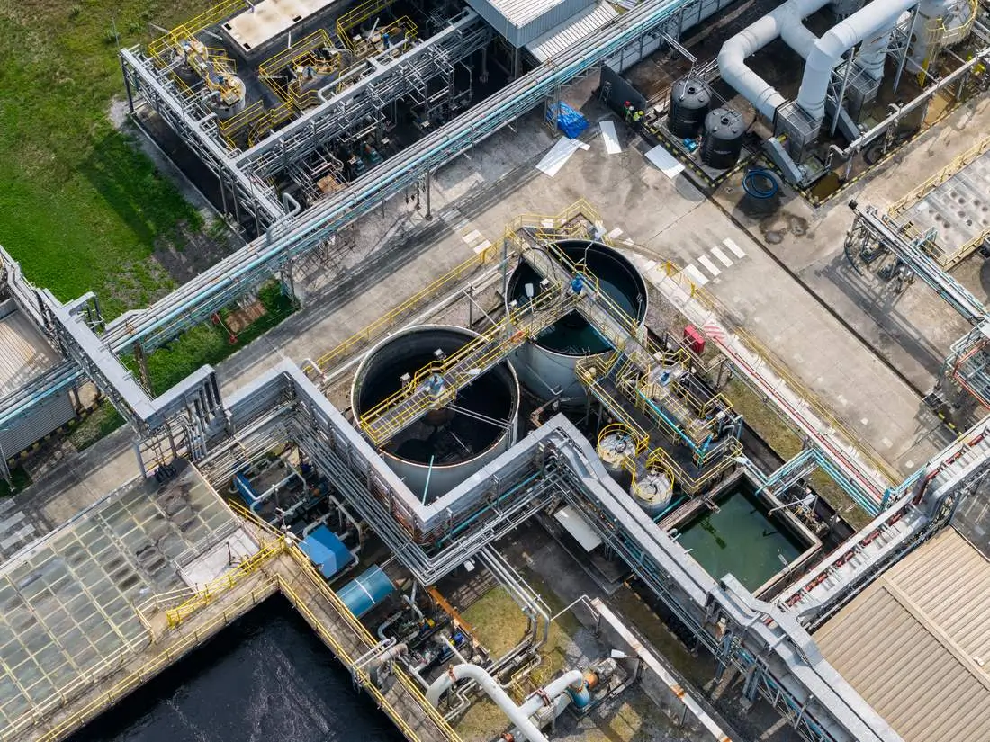Aerial view of an industrial processing facility